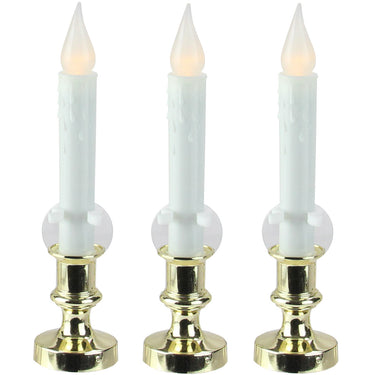 Set of 3 White LED C5 Flickering Window Christmas Candle Lamps with Timer 8.5